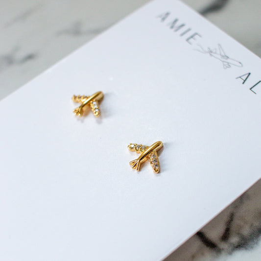 Willa 2.0 Airplane Studs in Gold
